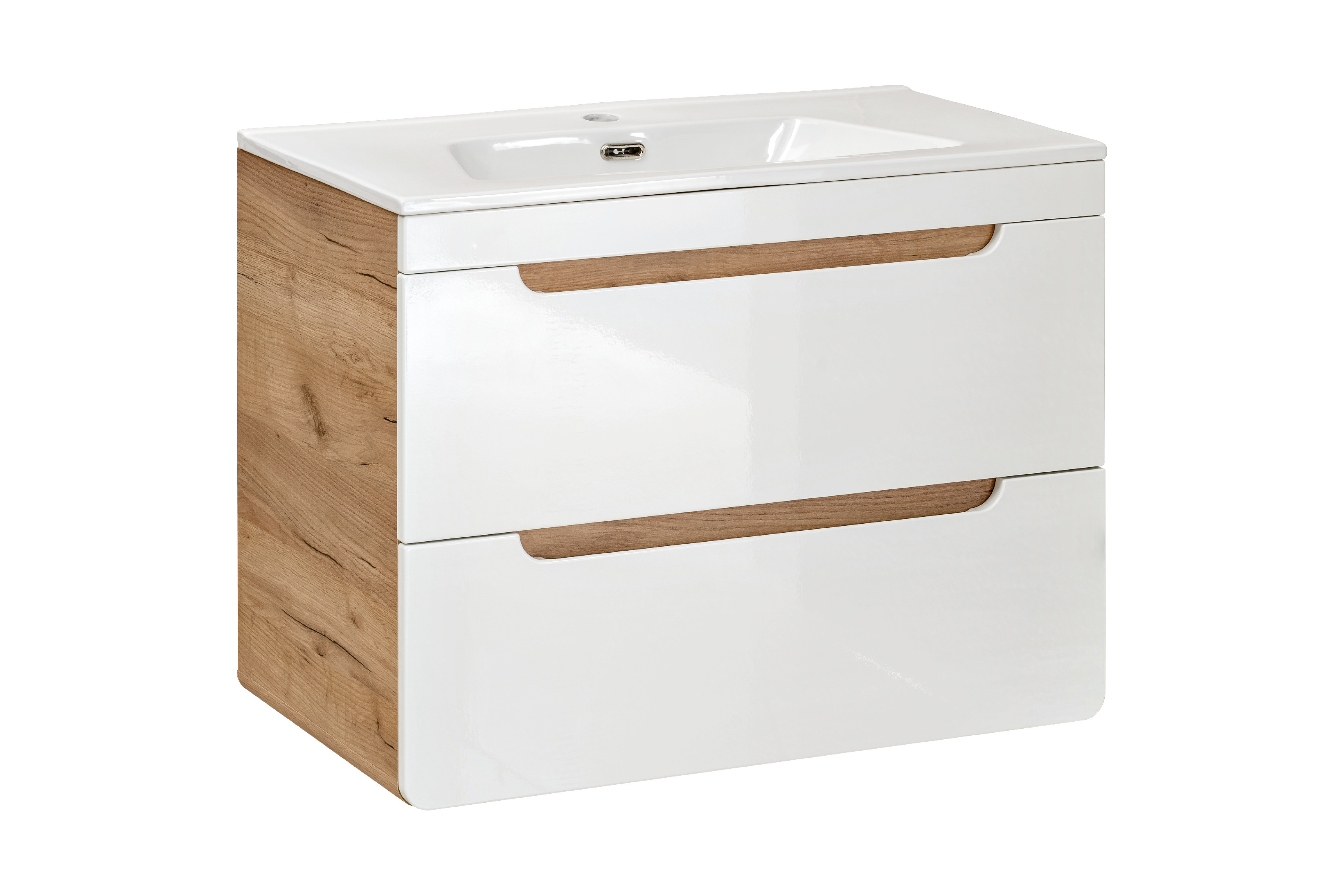 ArtCom Skrinka pod umývadlo Aruba White | dub craft zlatý/biely lesk 821