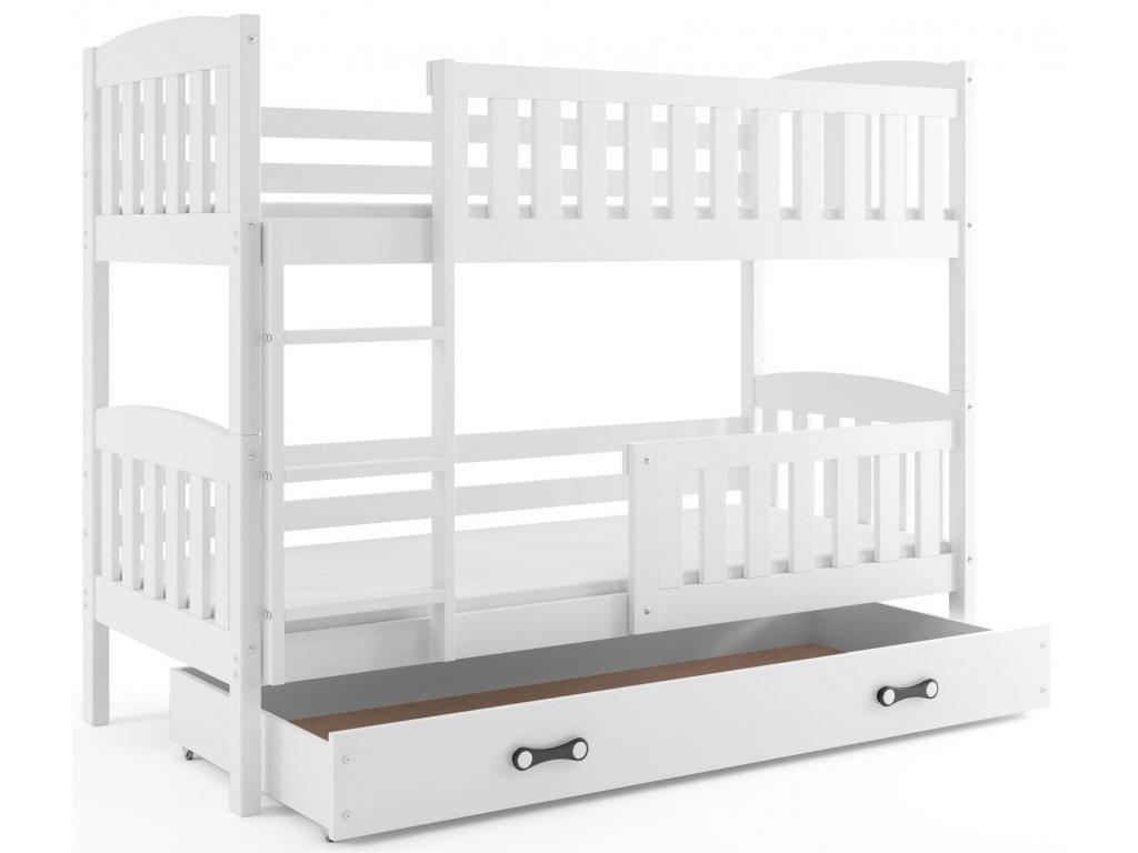 BMS Detská poschodová posteľ KUBUŠ | 80 x 190 cm FARBA: Biela, DOPLNKOVÁ FARBA: Biela