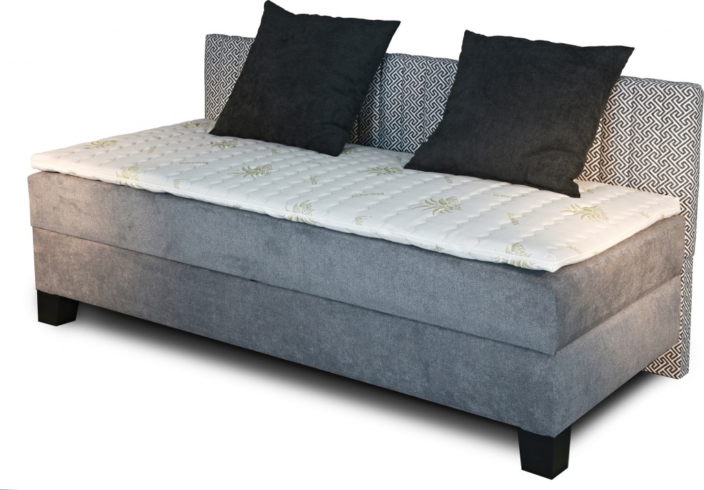 New Design Čalúnená posteľ NOVO s dlhým čelom s topperom ROZMER: 80 x 200 cm