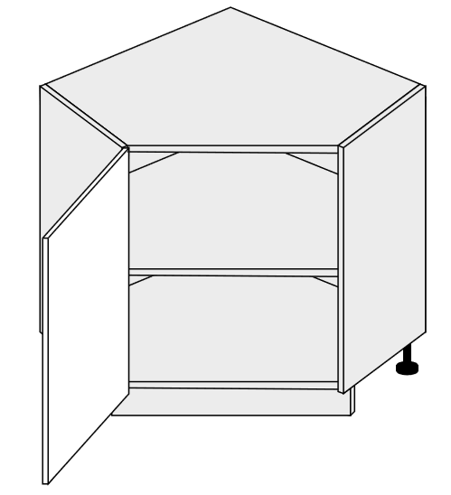 ArtExt Kuchynská skrinka spodná rohová, D12R/90 Amaro Farba korpusu: Grey