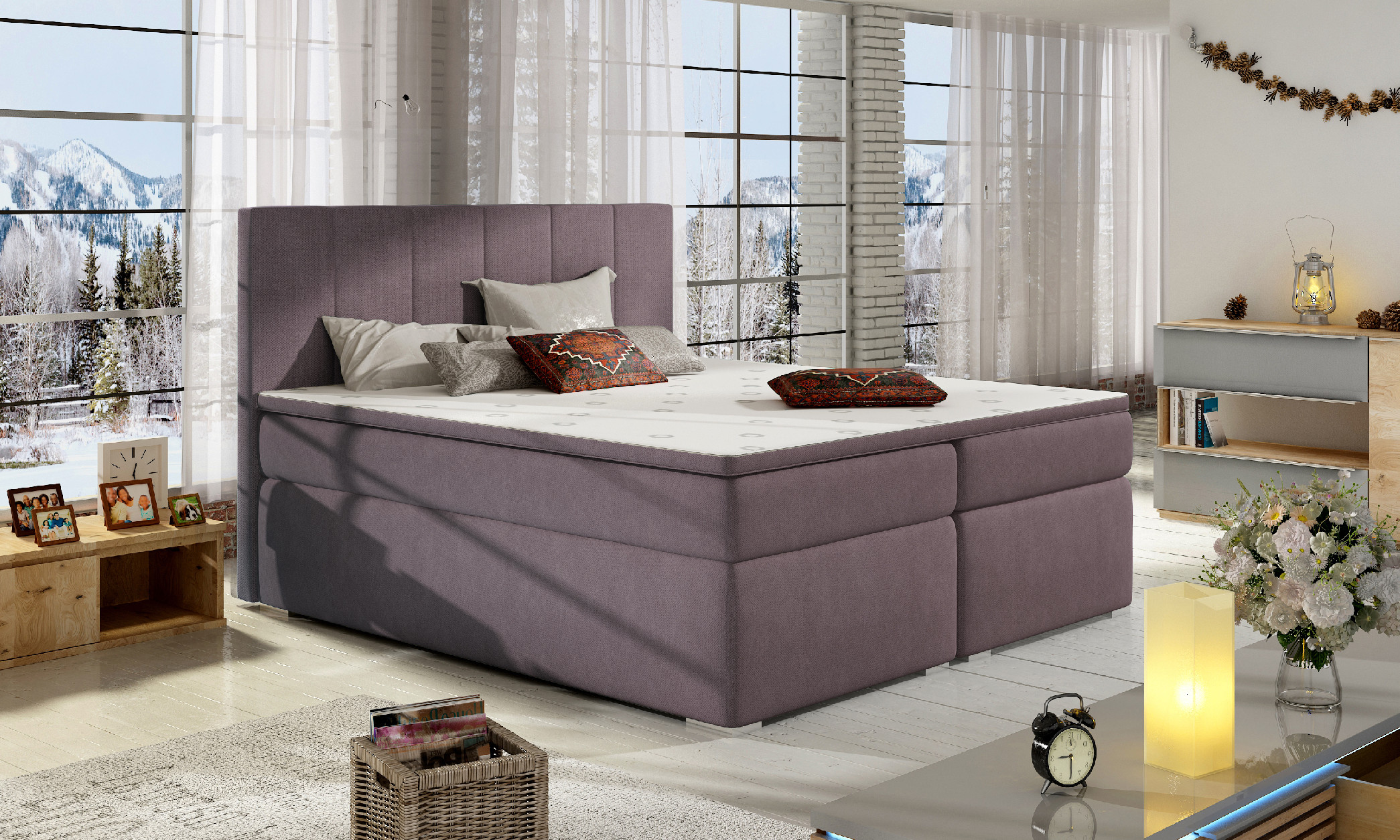 ArtElta Manželská posteľ BOLERO Boxspring | 180x200 cm Bolero rozmer: 180x200 cm, Bolero farba: Soro 65