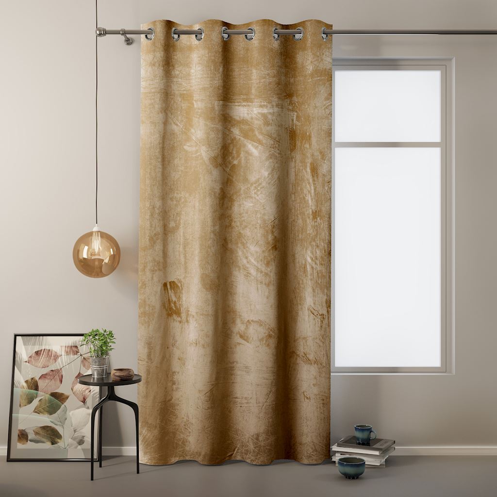 ArtFlhf Tieniaci záves VELVET Eyelets 140 x 245 cm FARBA: Horčicová