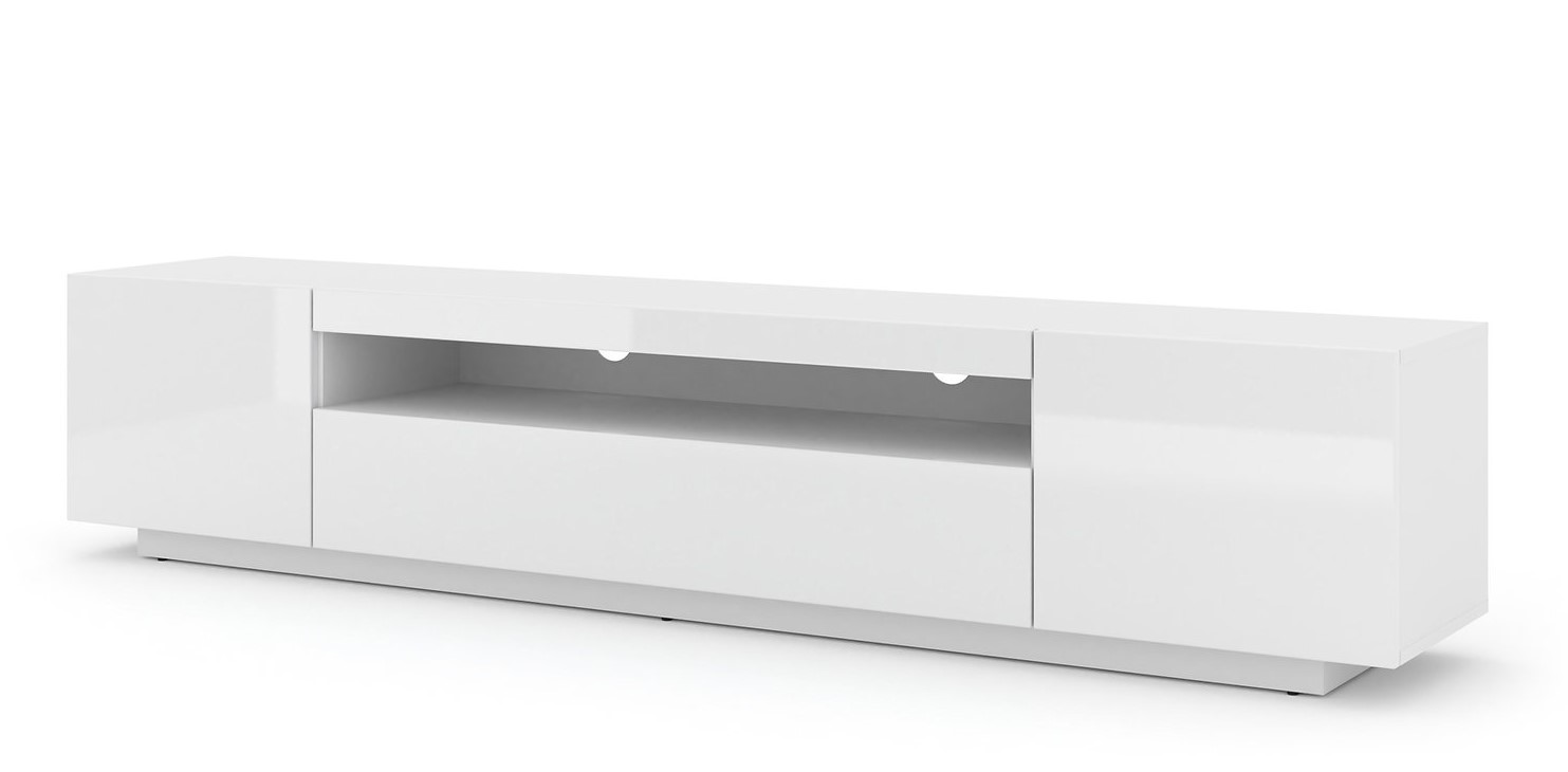 ArtBm TV stolík AURA 200 | biely - biely lesk LED osvetlenie: bez LED osvetlenia