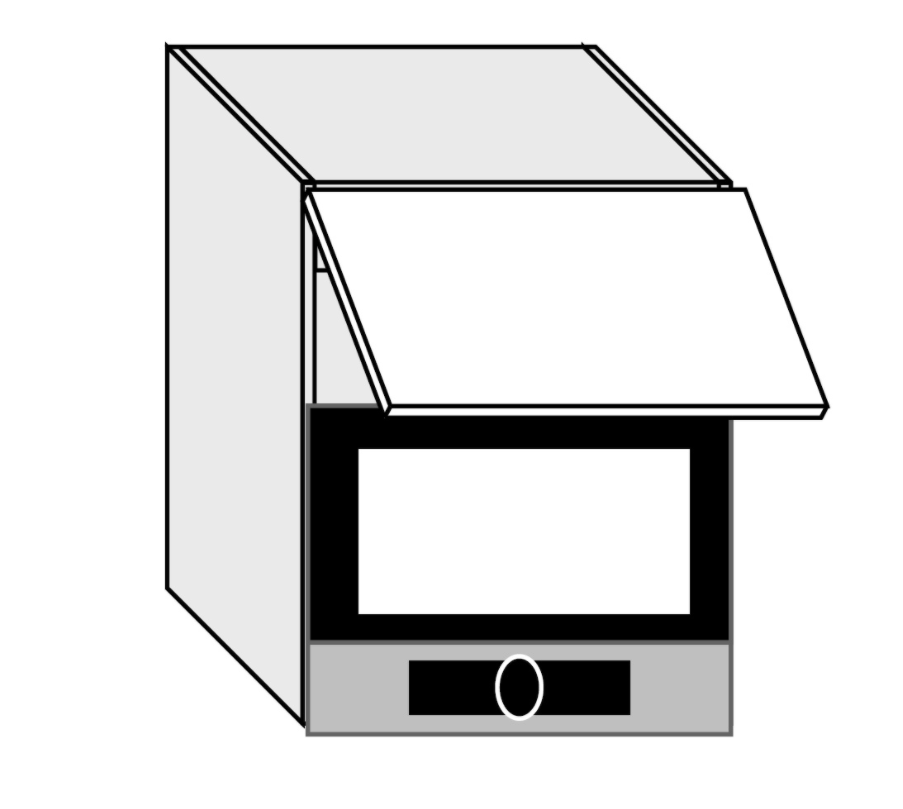 ArtExt Kuchynská skrinka horná pre mikrovlnnú rúru ESSEN | W2 MK 60 Farba dvierok: Grafit lesk, Farba korpusu: Grey