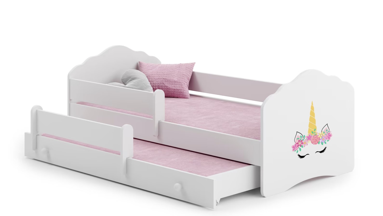 ArtAdrk Detská posteľ CASIMO II | s prístelkou a zábranou PREVEDENIE: Jednorožec