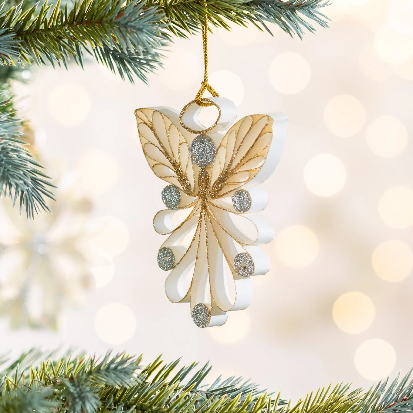ArtFir Vianočná dekorácia ANJEL 88 | krémová 12 cm
