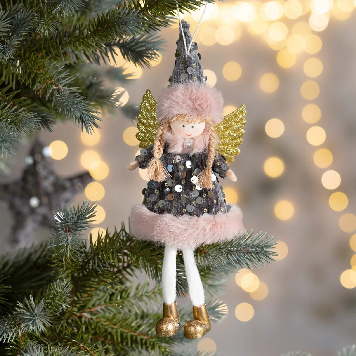 ArtFir Vianočná dekorácia ANJEL 317C | strieborná 10 x 23 cm
