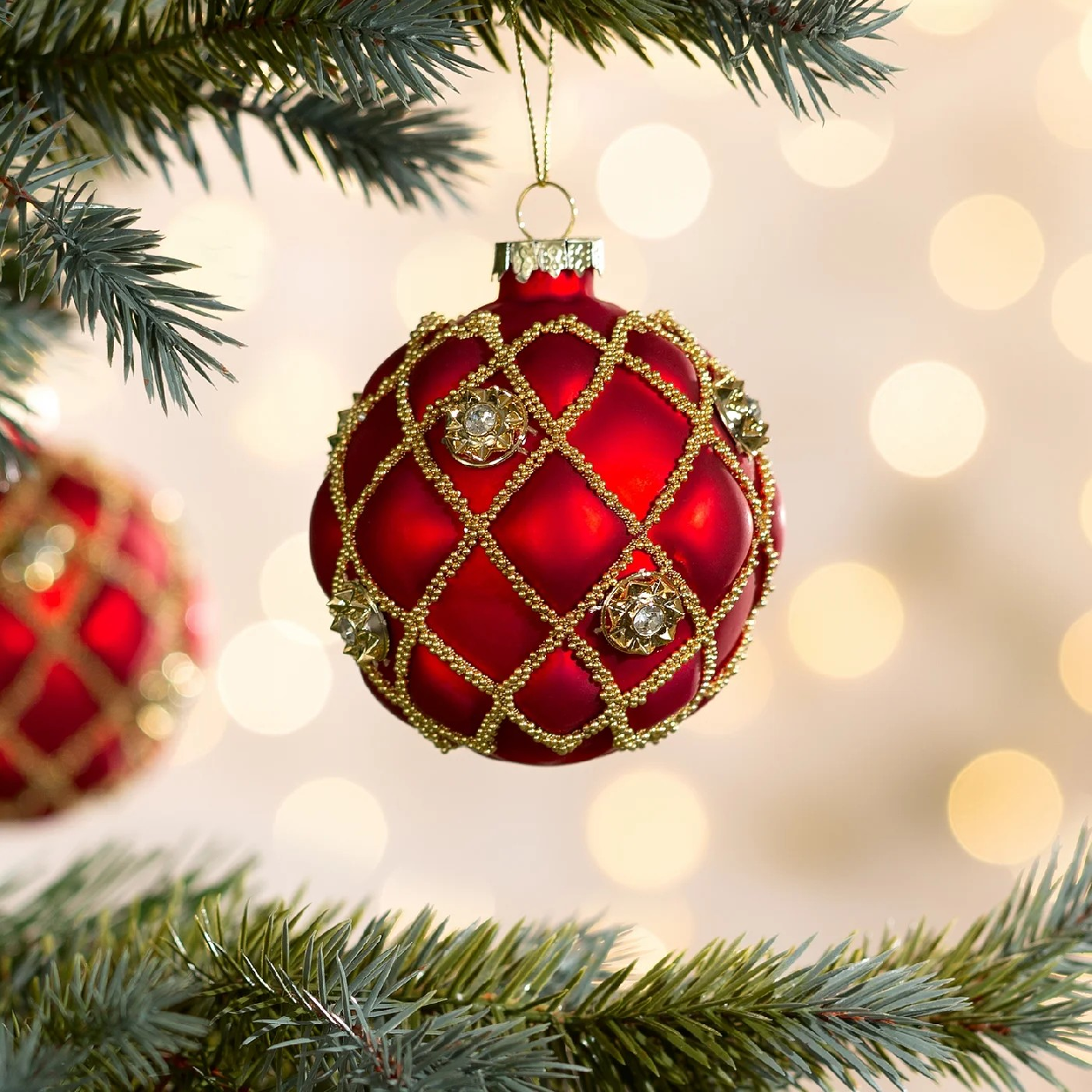 ArtFir Vianočná dekorácia BANKA 446 | sklenená červená 8 cm