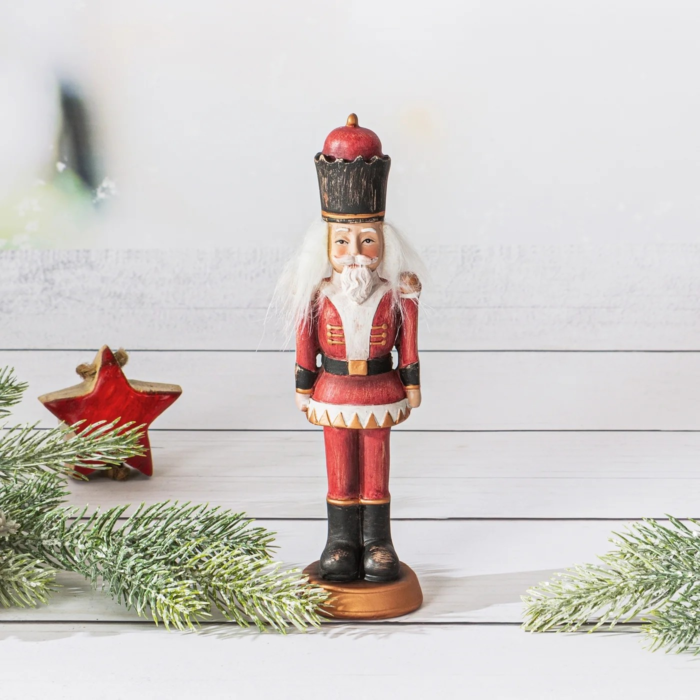 ArtFir Vianočná dekorácia LUSKÁČIK 50A | červená/čierna 5 x 18 cm