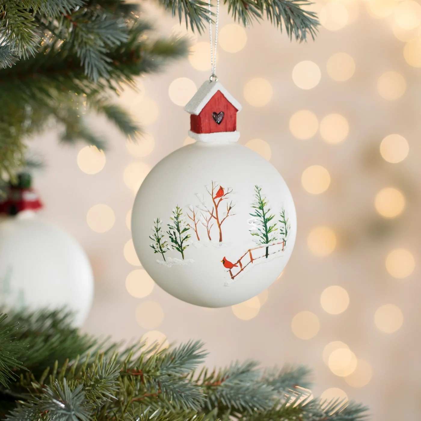 ArtFir Vianočná dekorácia BANKA 500B | sklenená biela 10 cm