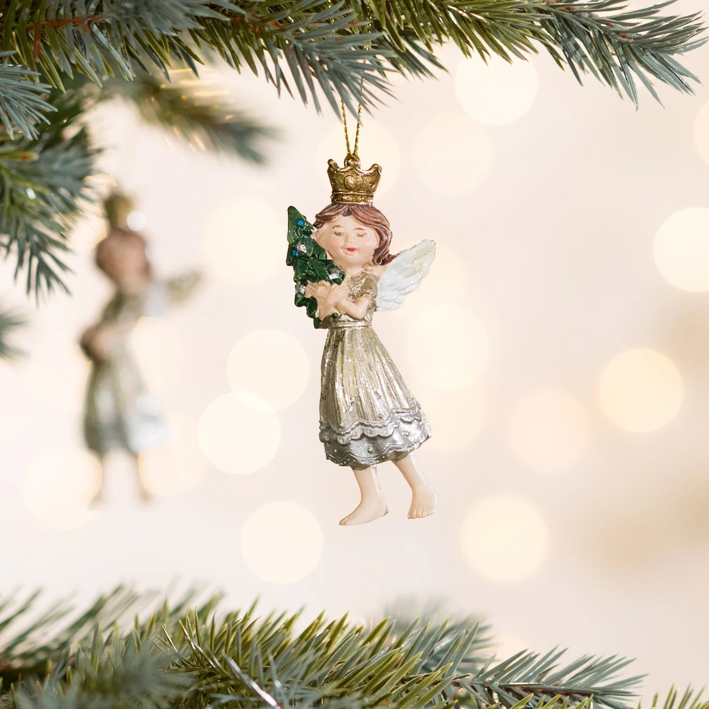 ArtFir Vianočná dekorácia ANJEL 84A | strieborná/zlatá 9 cm