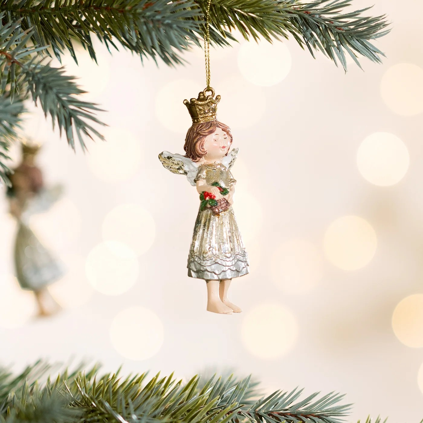 ArtFir Vianočná dekorácia ANJEL 84B | strieborná/zlatá 9 cm