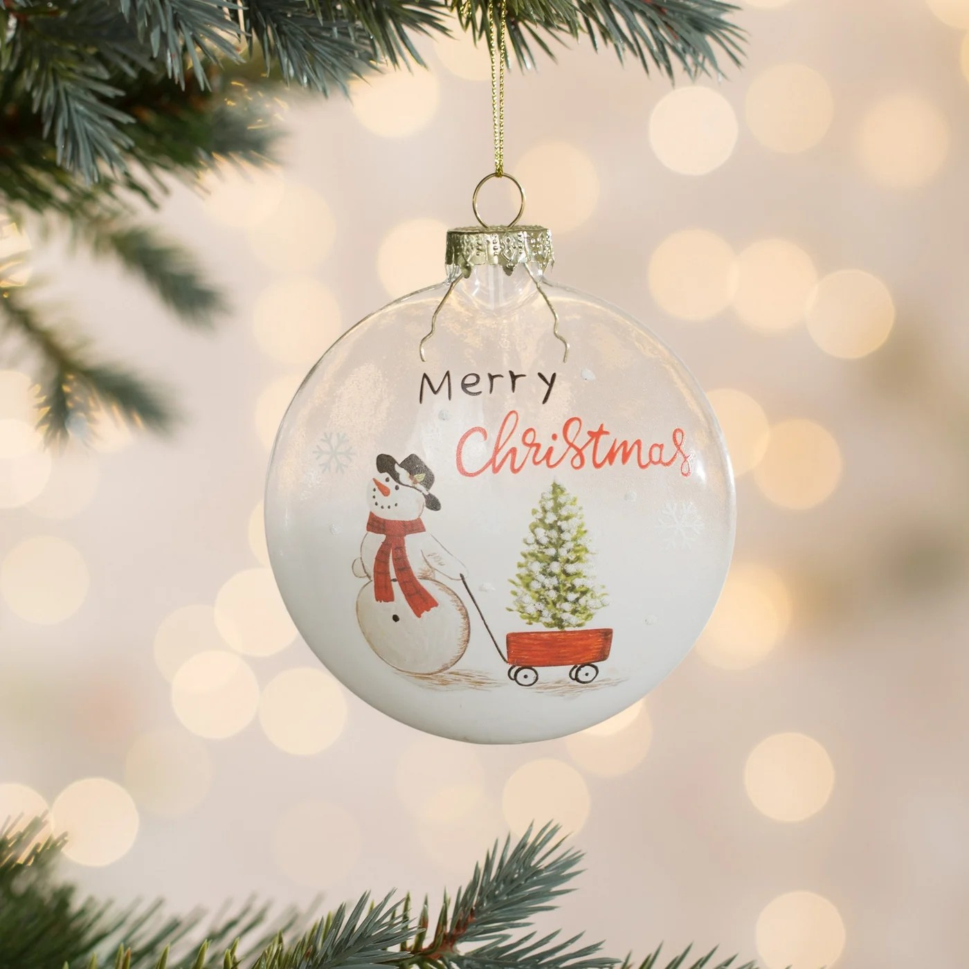 ArtFir Vianočná dekorácia BANKA 509 | sklenená biela/červená 10 cm