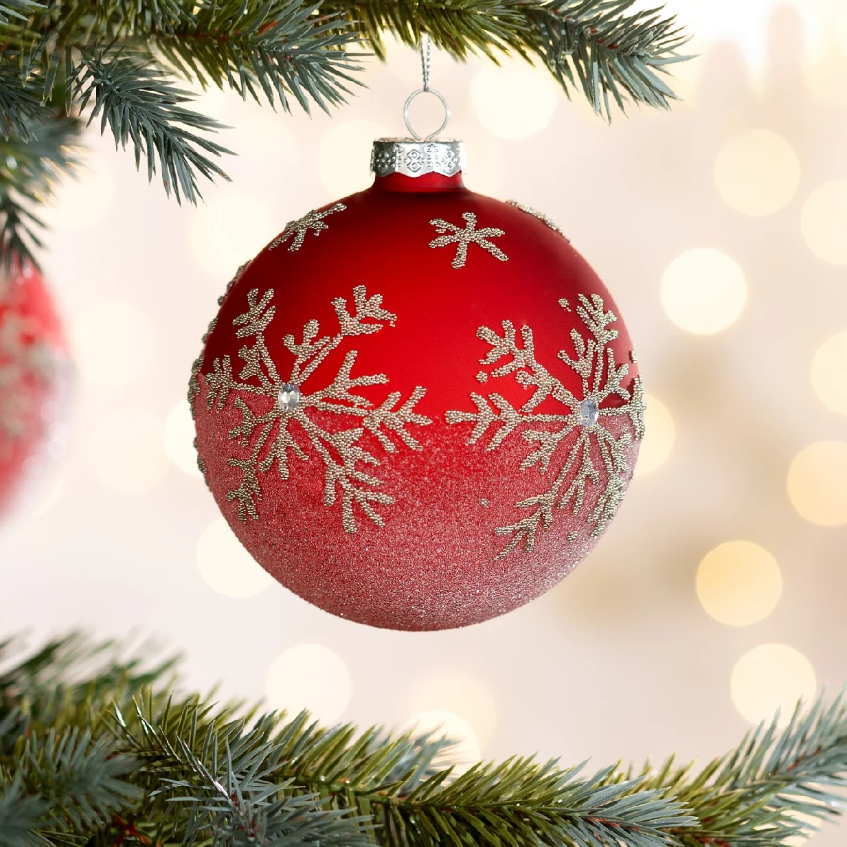 ArtFir Vianočná dekorácia BANKA 447 | sklenená červená/zlatá 10 cm