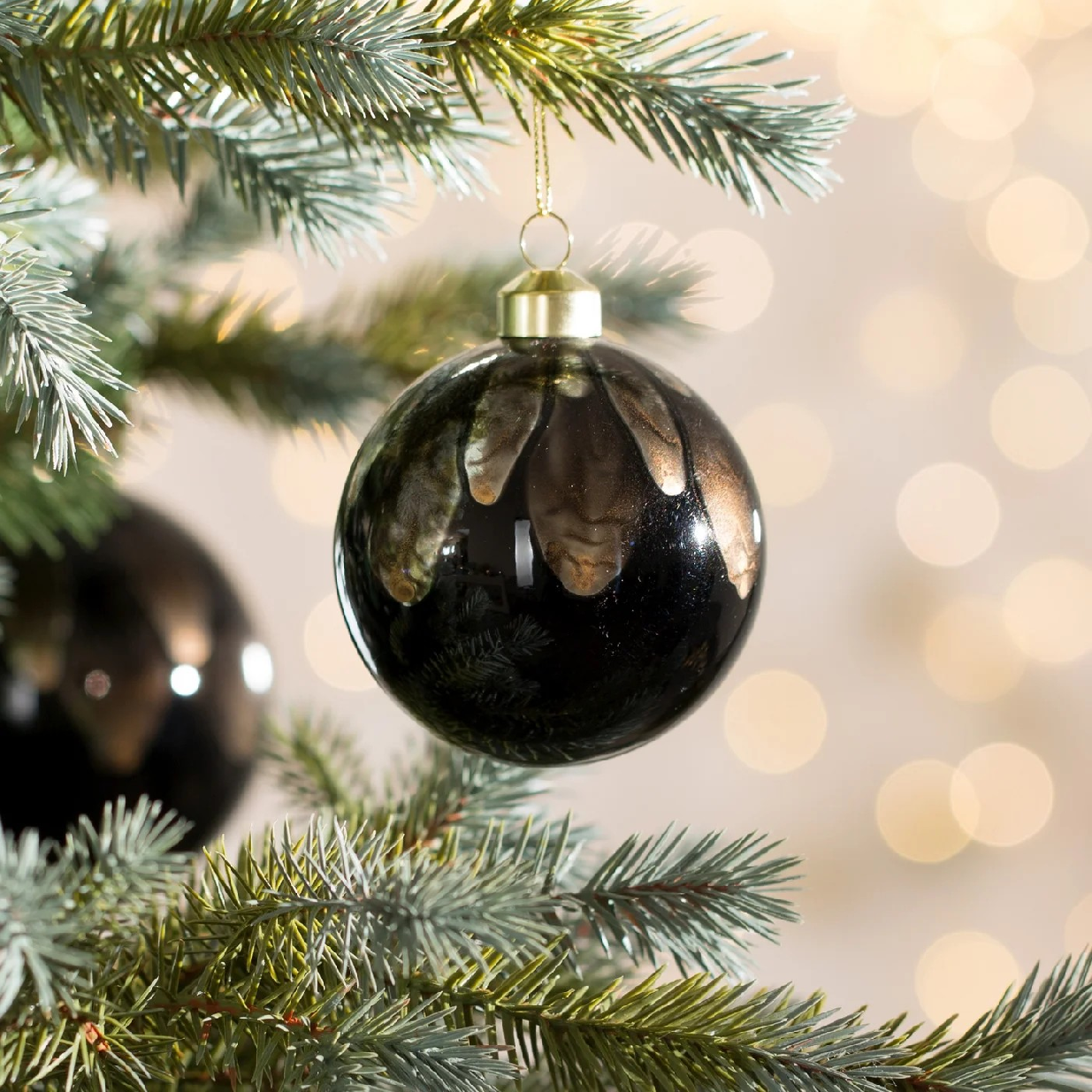 ArtFir Vianočná dekorácia BANKA 476B | sklenená hnedá/čierna 10 cm
