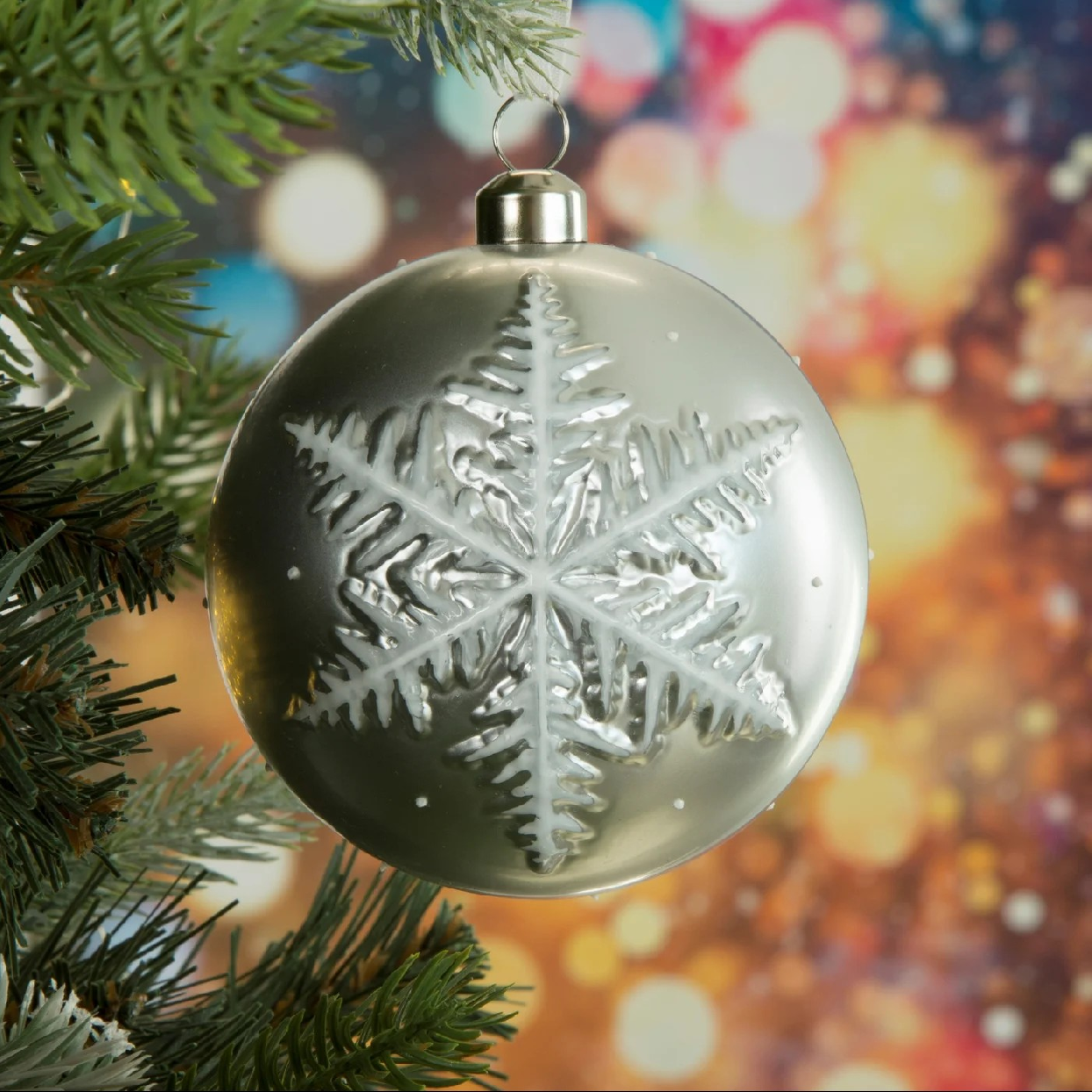 ArtFir Vianočná dekorácia BANKA 210 | strieborná 8 cm