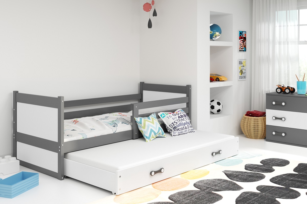 BMS Detská posteľ s prístelkou RICO 2 | 90 x 200 cm FARBA KONŠTRUKCIE: Grafit, DOPLNKOVÁ FARBA: Biela