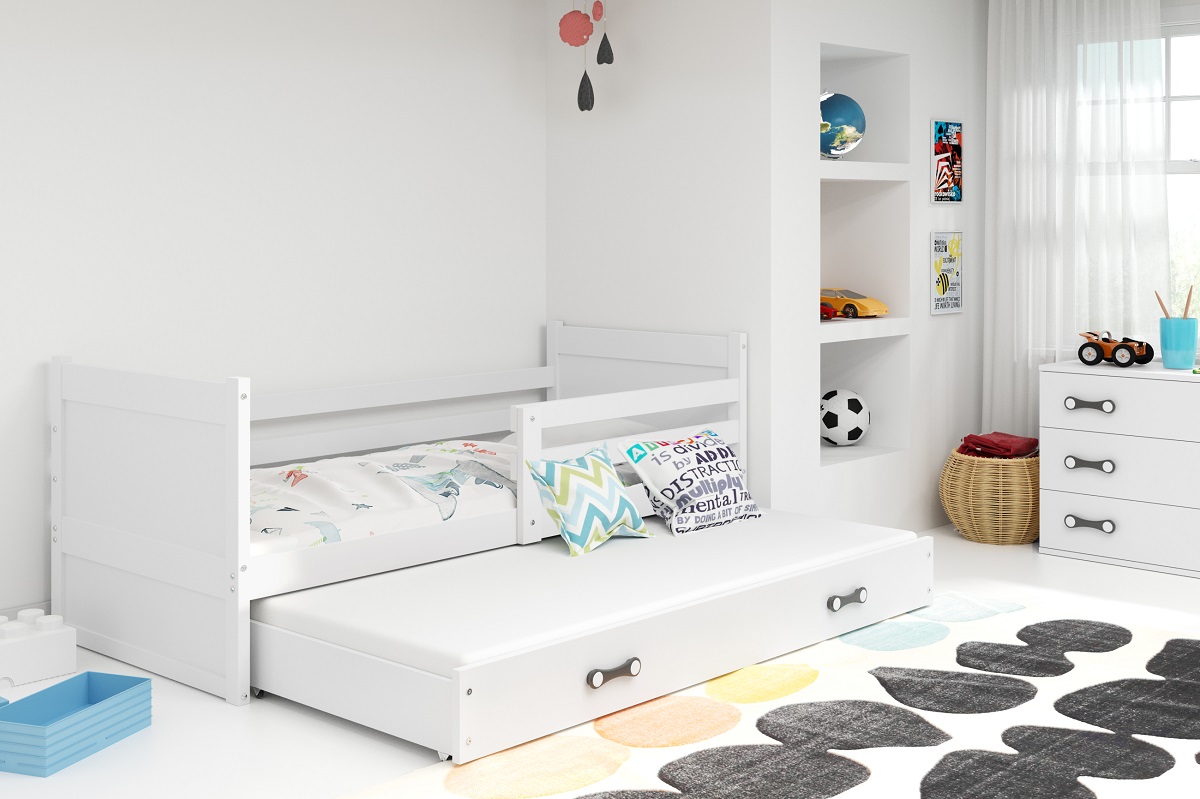 BMS Detská posteľ RICO 2 s prístelkou | 190 x 80 FARBA KONŠTRUKCIE: Biela, DOPLNKOVÁ FARBA: Biela