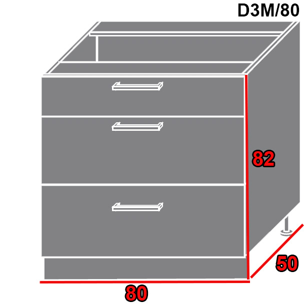 ArtExt Spodná kuchynská skrinka Quantum D3M/80 Farba dvierok: Beige mat, FAREBNÉ PREVEDENIE KORPUSU: Lava