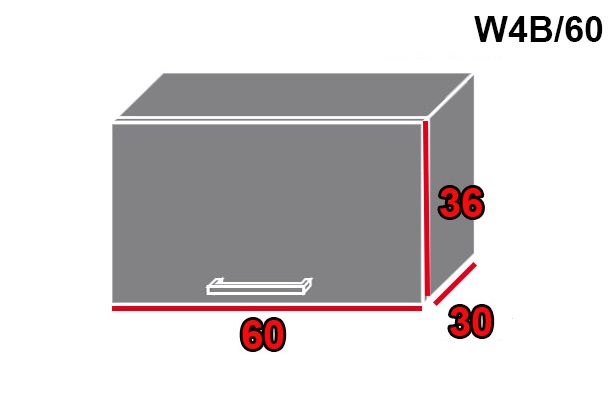 ArtExt Vrchná kuchynská skrinka Platinum W4B/60 FAREBNÉ PREVEDENIE DVIEROK PLATINUM: Black, FAREBNÉ PREVEDENIE KORPUSU: Grey