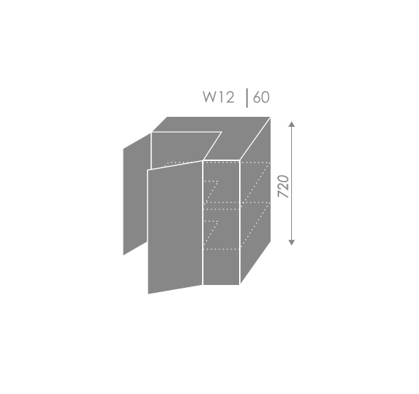 ArtExt Vrchná kuchynská skrinka rohová Quantum W12/60 Farba dvierok: Biely mat, FAREBNÉ PREVEDENIE KORPUSU: Biela alpská