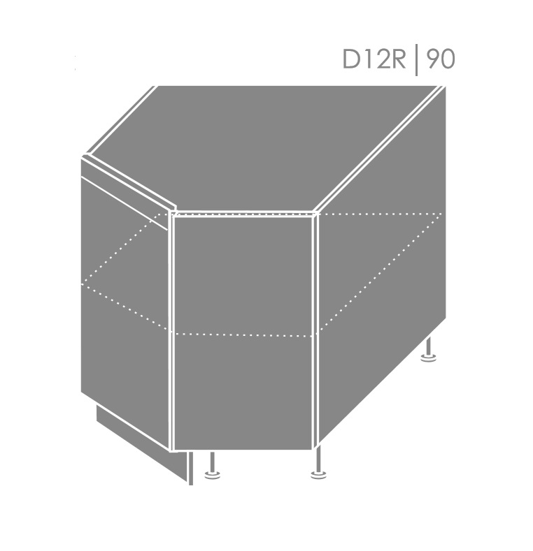 ArtExt Spodná kuchynská skrinka Florence D12R/90 Otváranie: Pravé, Povrchová úprava dvierok: Lesk, Farba korpusu: Grey