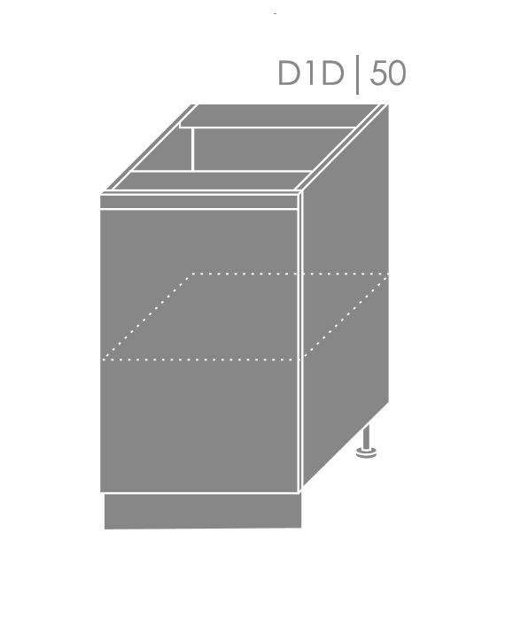 ArtExt Spodná kuchynská skrinka Florence D1D/50 Otváranie: Pravé, Povrchová úprava dvierok: Lesk, Farba korpusu: Dub artisan