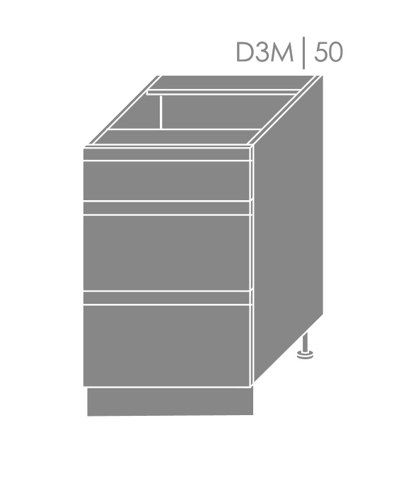 ArtExt Spodná kuchynská skrinka Florence D3M/50 Povrchová úprava dvierok: Lesk, Farba korpusu: Grey