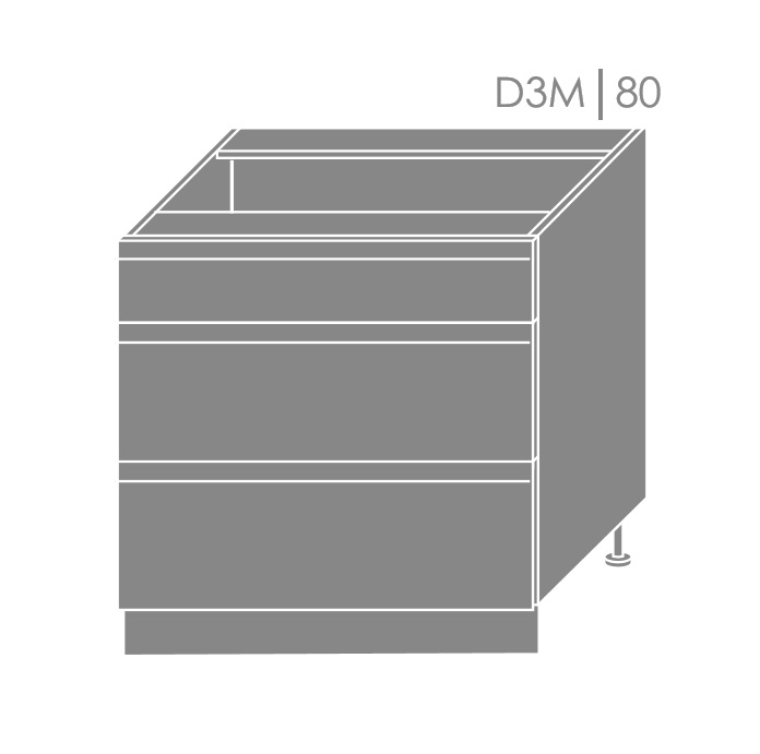ArtExt Spodná kuchynská skrinka Florence D3M/80 Povrchová úprava dvierok: Lesk, Farba korpusu: Grey