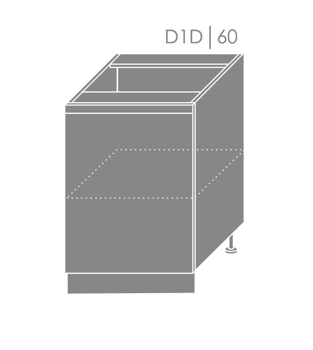 ArtExt Spodná kuchynská skrinka Florence D1D/60 Otváranie: Pravé, Povrchová úprava dvierok: Lesk, Farba korpusu: Grey