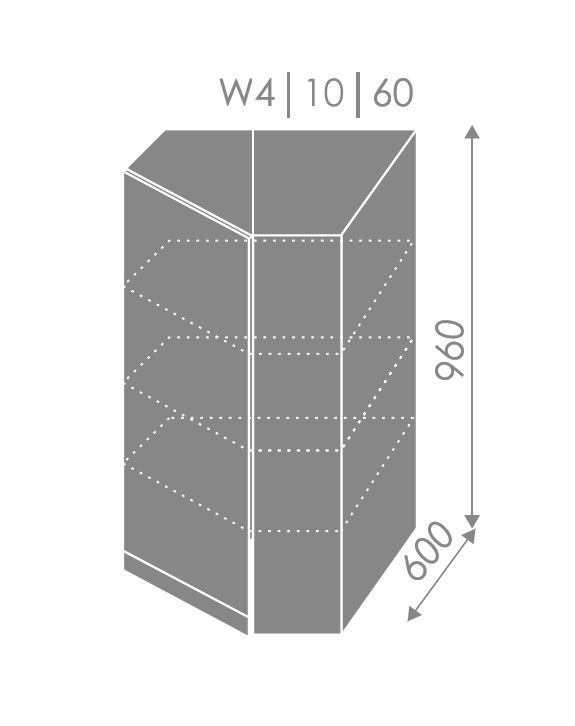 ArtExt Vrchná kuchynská skrinka rohová Florence W4/10/60 Otváranie: Pravé, Povrchová úprava dvierok: Lesk, Farba korpusu: Dub artisan