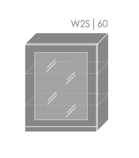 ArtExt Vrchná kuchynská skrinka Florence W2S/60 Otváranie: Pravé, Povrchová úprava dvierok: Lesk, Farba korpusu: Grey