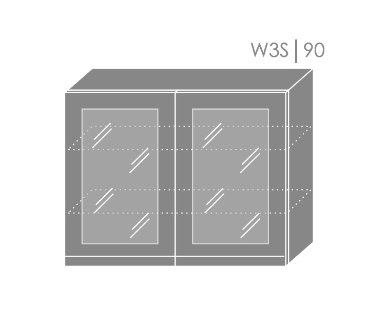 ArtExt Vrchná kuchynská skrinka Florence W3S/90 Povrchová úprava dvierok: Lesk, Farba korpusu: Grey