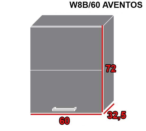ArtExt Vrchná kuchynská skrinka Pescara W8B/60 AVENTOS FAREBNÉ PREVEDENIE KORPUSU: Grey, FAREBNÉ PREVEDENIE DVIEROK ICA: ICA 0135