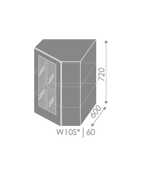 ArtExt Vrchná kuchynská skrinka rohová Pescara W10S/60 FAREBNÉ PREVEDENIE KORPUSU: Grey, FAREBNÉ PREVEDENIE DVIEROK ICA: ICA 0149