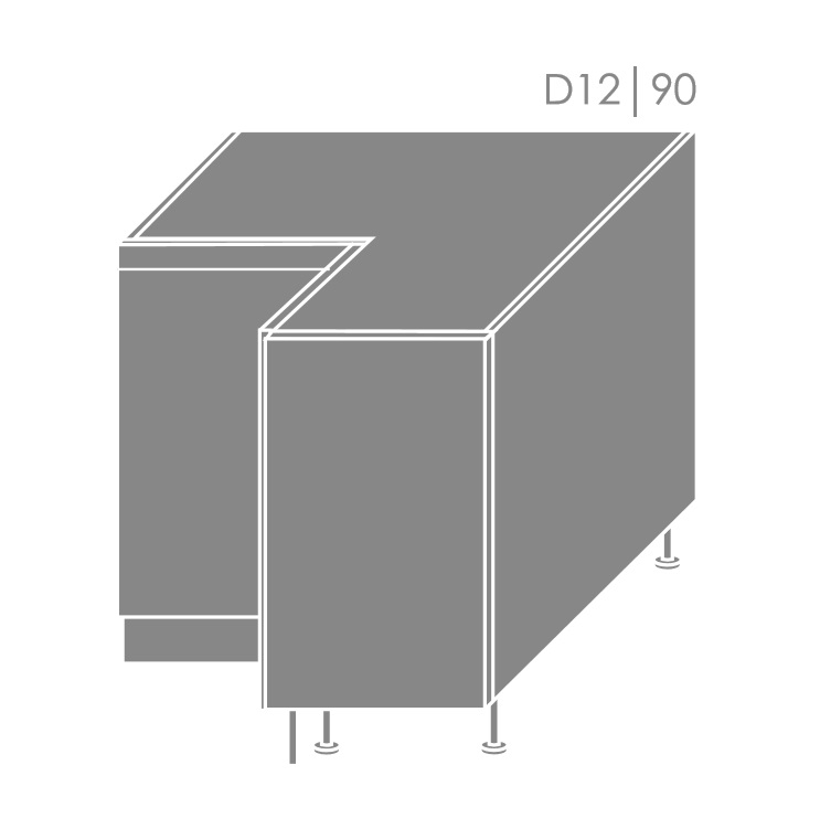ArtExt Spodná kuchynská skrinka Florence D12/90 Povrchová úprava dvierok: Lesk, Farba korpusu: Grey, Vnútorná výbava: Polica do D12 90