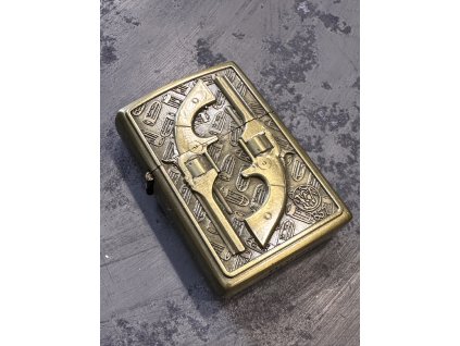 Benzínový mosazný zapalovač Gun 03 (Velikost Unisex)