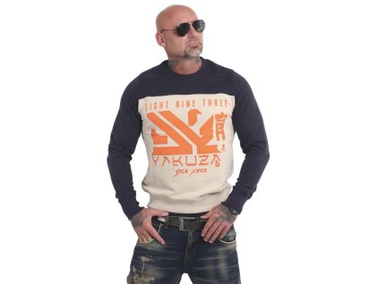 Pánská mikina bez kapuce Yakuza PB 17014 white cap (Velikost 4XL)