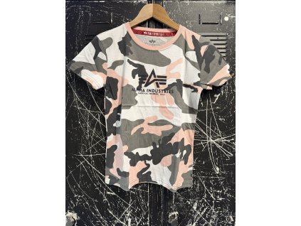 Dámské triko Alpha Industries grey pink camo 196052 (Velikost S)