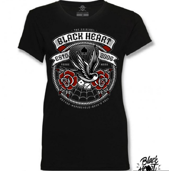 Dámské Triko BLACK HEART SWALLOW ROSE Velikost: S