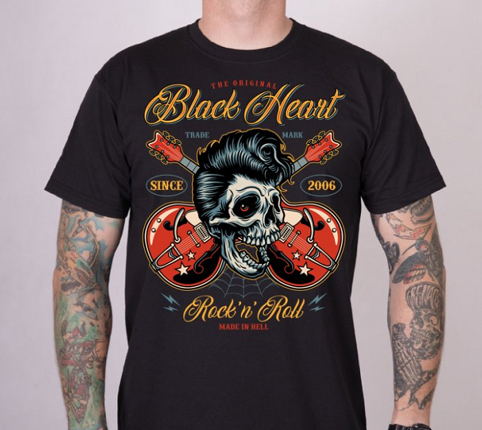 Pánské triko Black Heart ROCK N ROLL KING Velikost: XL