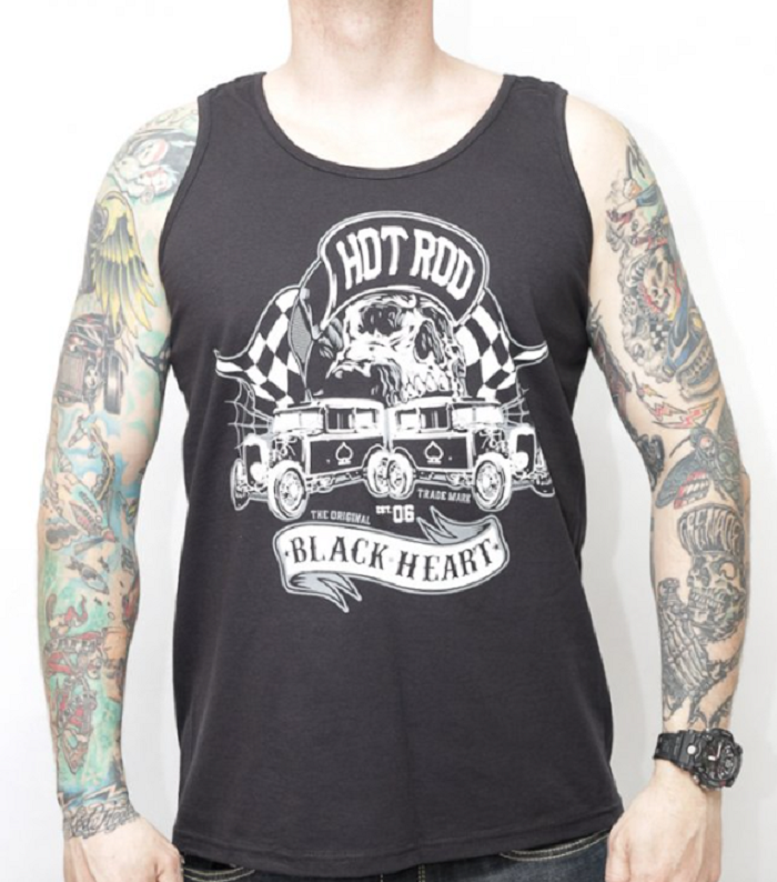 Pánské tílko BLACK HEART HOT RODER SKULL Velikost: XXL