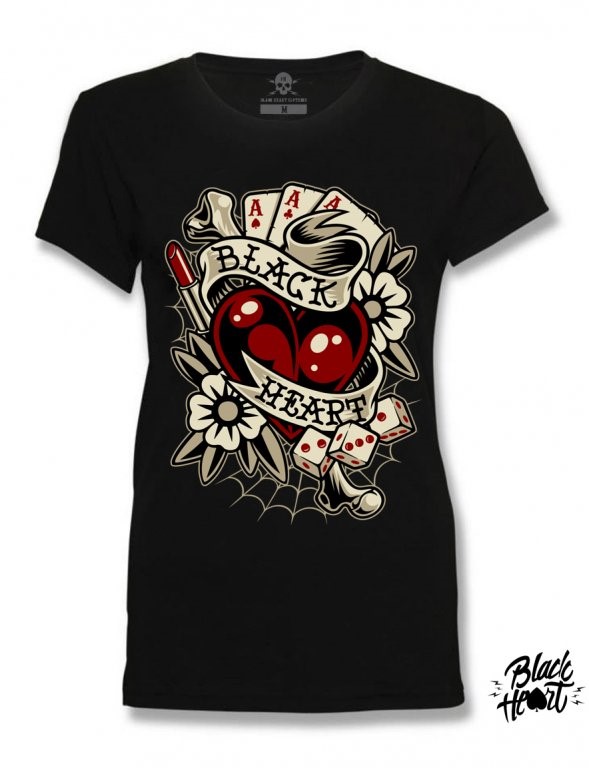 Dámské Triko BLACK HEART ROCKABILLY HEART Velikost: XL