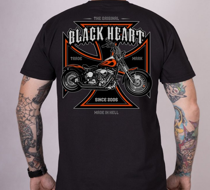 Pánské triko Black Heart MOTORCYCLE CROSS Velikost: M