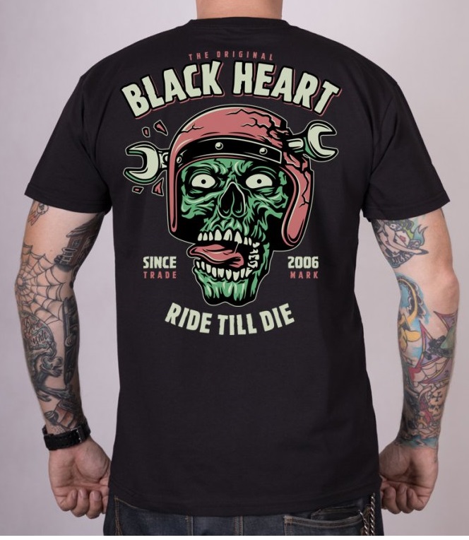 Pánské triko Black Heart RIDE TILL DIE Velikost: M