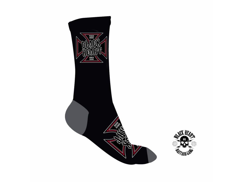 Ponožky BLACK HEART IRON CROSS BLK Velikosti: XL - 44-45