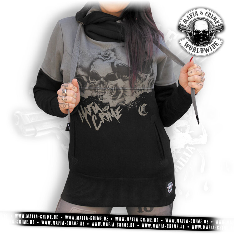 Dámská mikina Mafia & Crime Skull Rose black Velikost: XS