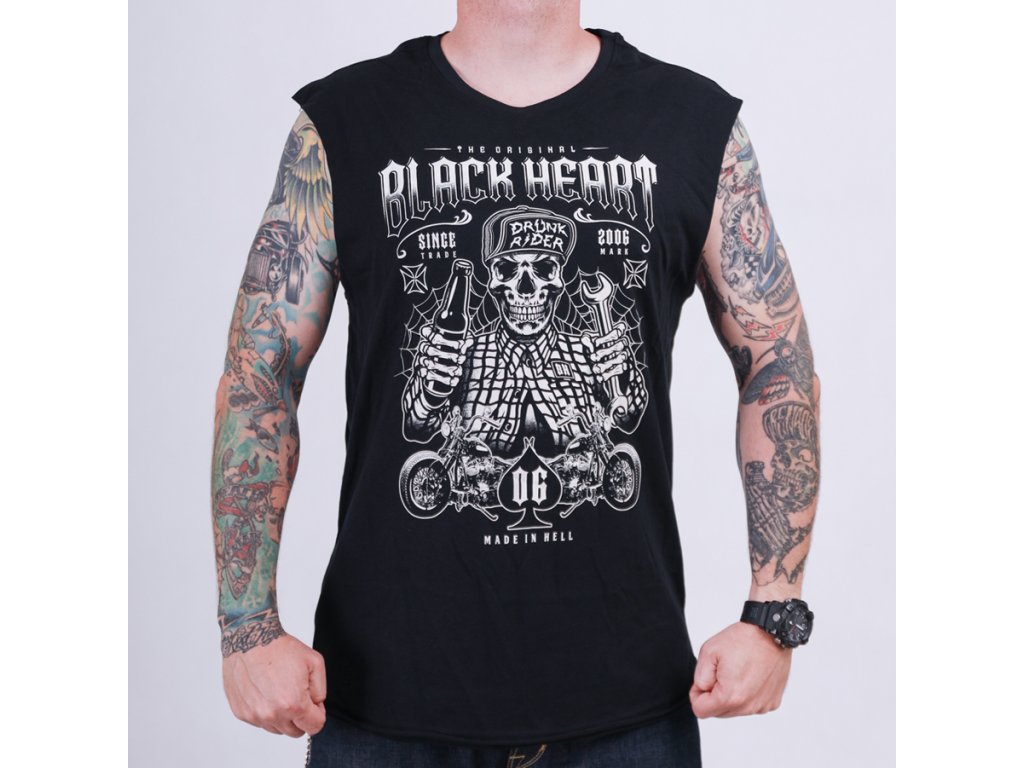 Pánské triko bez rukávů Black Heart Drunk Rider Velikost: L