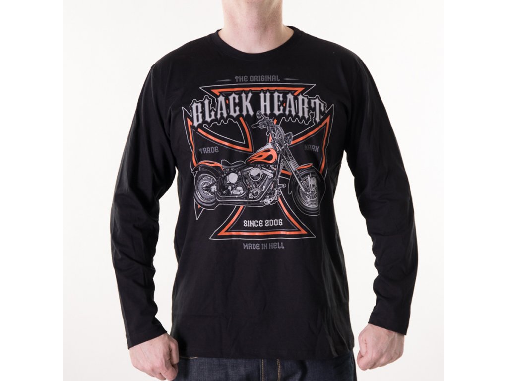 Pánské Triko BLACK HEART MOTORCYCLE CROSS LS Velikost: M