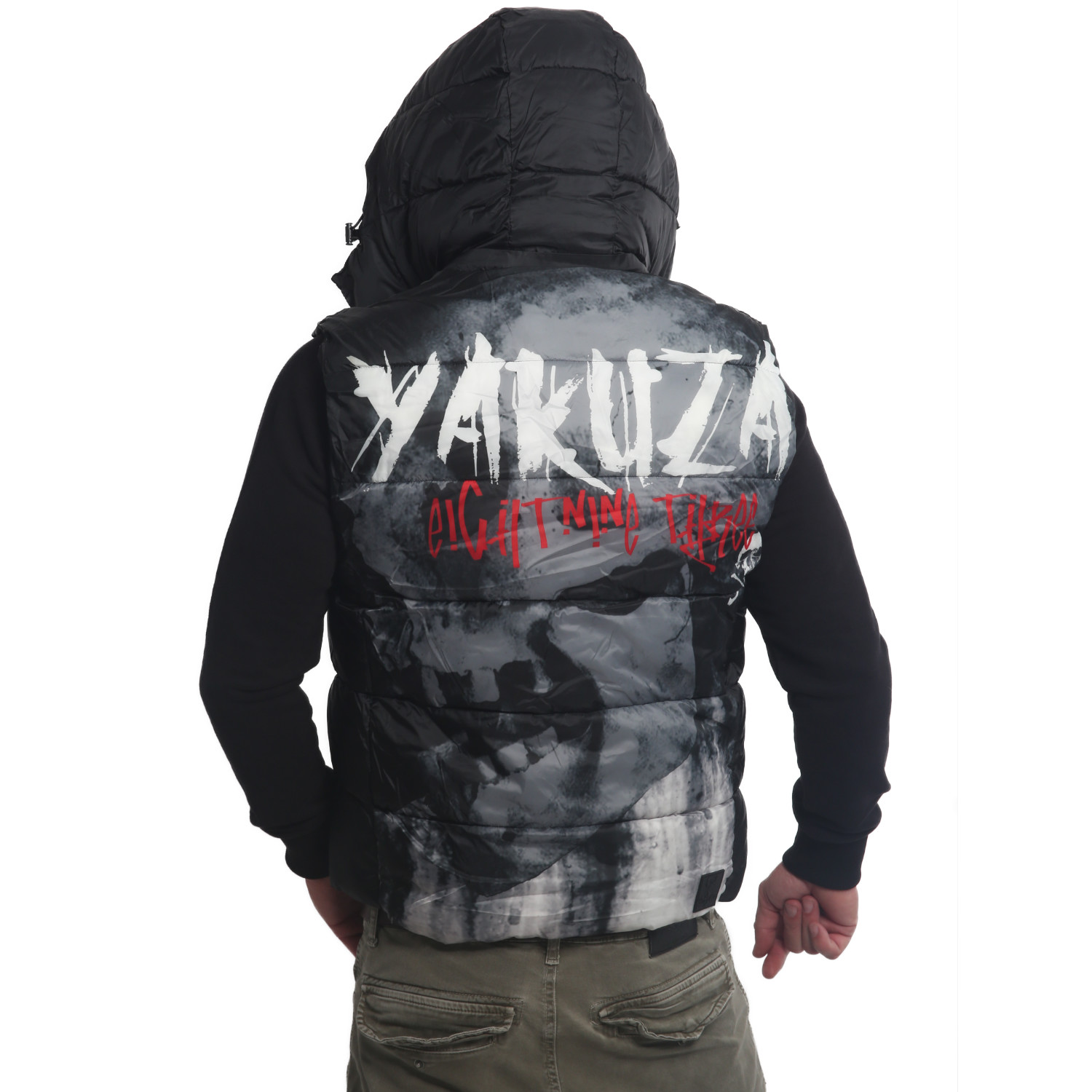 Pánská vesta s kapucí Yakuza Skull Tag Pusher 22072 Black Velikost: M